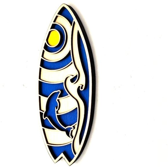 3D Laser cut multi-layered Surfboard magnet - Picture 1 of 3